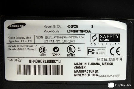 Samsung TV Model Number